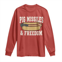 Pig Missiles And Freedom 4th of July Patriotic Hotdog Long Sleeve Shirt