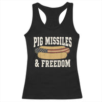 Pig Missiles And Freedom 4th of July Patriotic Hotdog Racerback Tank Top