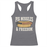 Pig Missiles And Freedom 4th of July Patriotic Hotdog Racerback Tank Top