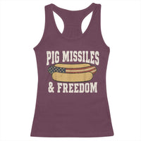 Pig Missiles And Freedom 4th of July Patriotic Hotdog Racerback Tank Top