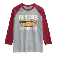 Pig Missiles And Freedom 4th of July Patriotic Hotdog Raglan Shirt