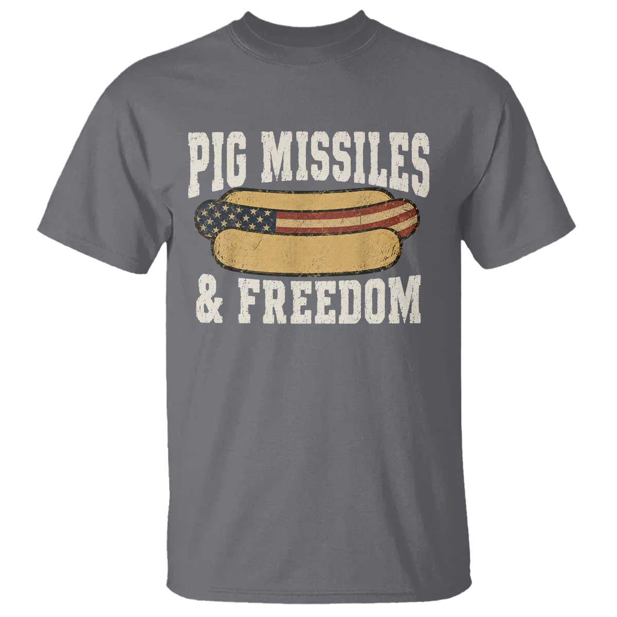 Pig Missiles And Freedom 4th of July Patriotic Hotdog T Shirt