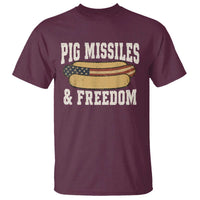 Pig Missiles And Freedom 4th of July Patriotic Hotdog T Shirt