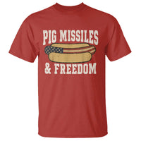 Pig Missiles And Freedom 4th of July Patriotic Hotdog T Shirt