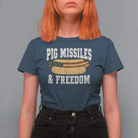 Pig Missiles And Freedom 4th of July Patriotic Hotdog T Shirt For Women