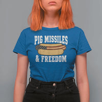 Pig Missiles And Freedom 4th of July Patriotic Hotdog T Shirt For Women