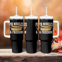 Pig Missiles And Freedom 4th of July Patriotic Hotdog Tumbler With Handle