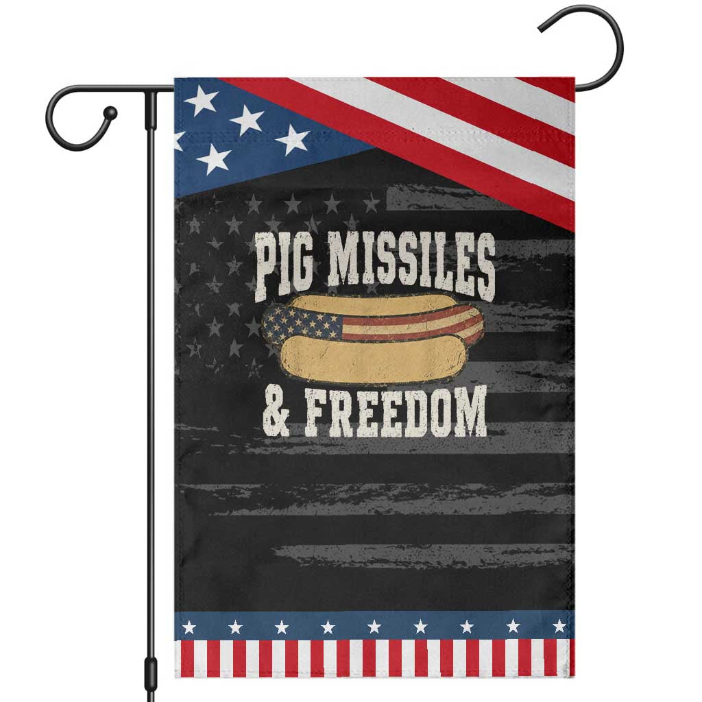Pig Missiles And Freedom 4th of July Patriotic Hotdog Patriotic Garden Flag