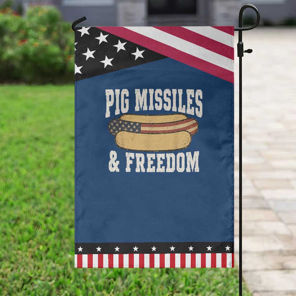 Pig Missiles And Freedom 4th of July Patriotic Hotdog Patriotic Garden Flag