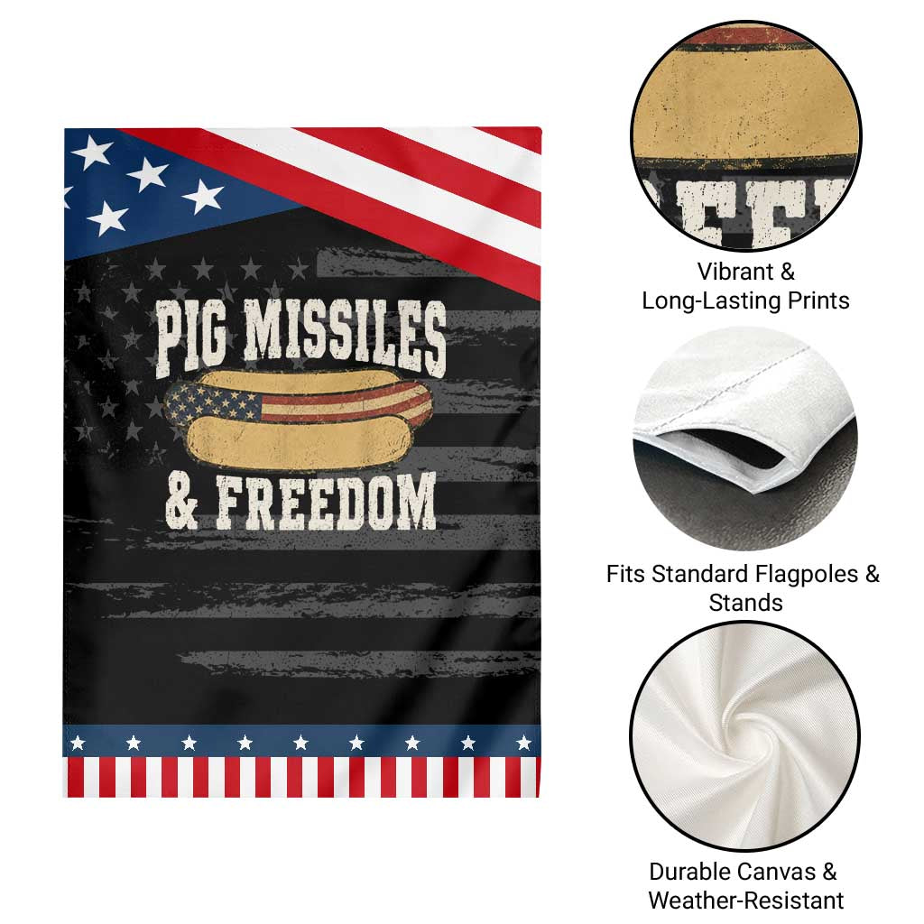 Pig Missiles And Freedom 4th of July Patriotic Hotdog Patriotic Garden Flag