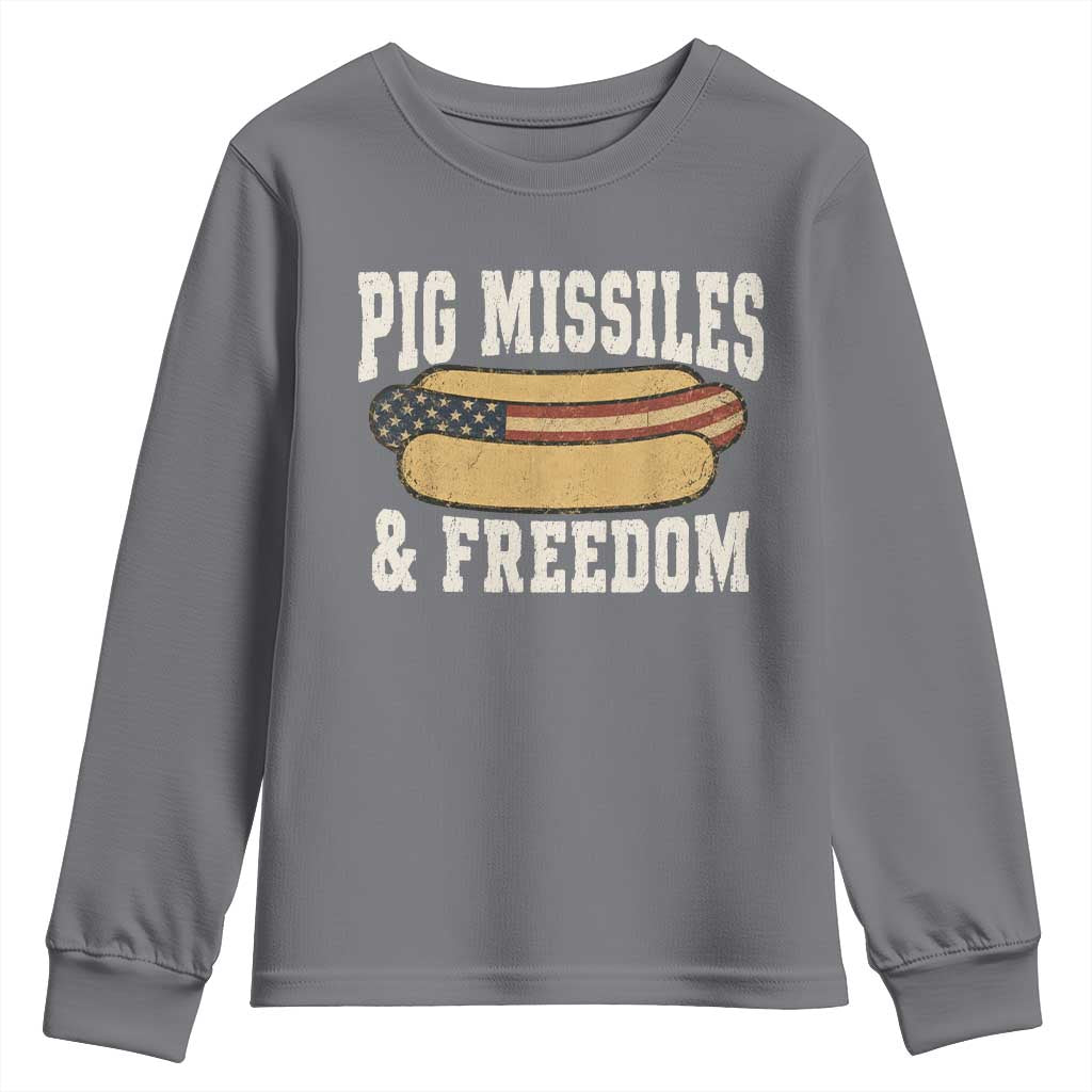 Pig Missiles And Freedom 4th of July Patriotic Hotdog Youth Sweatshirt
