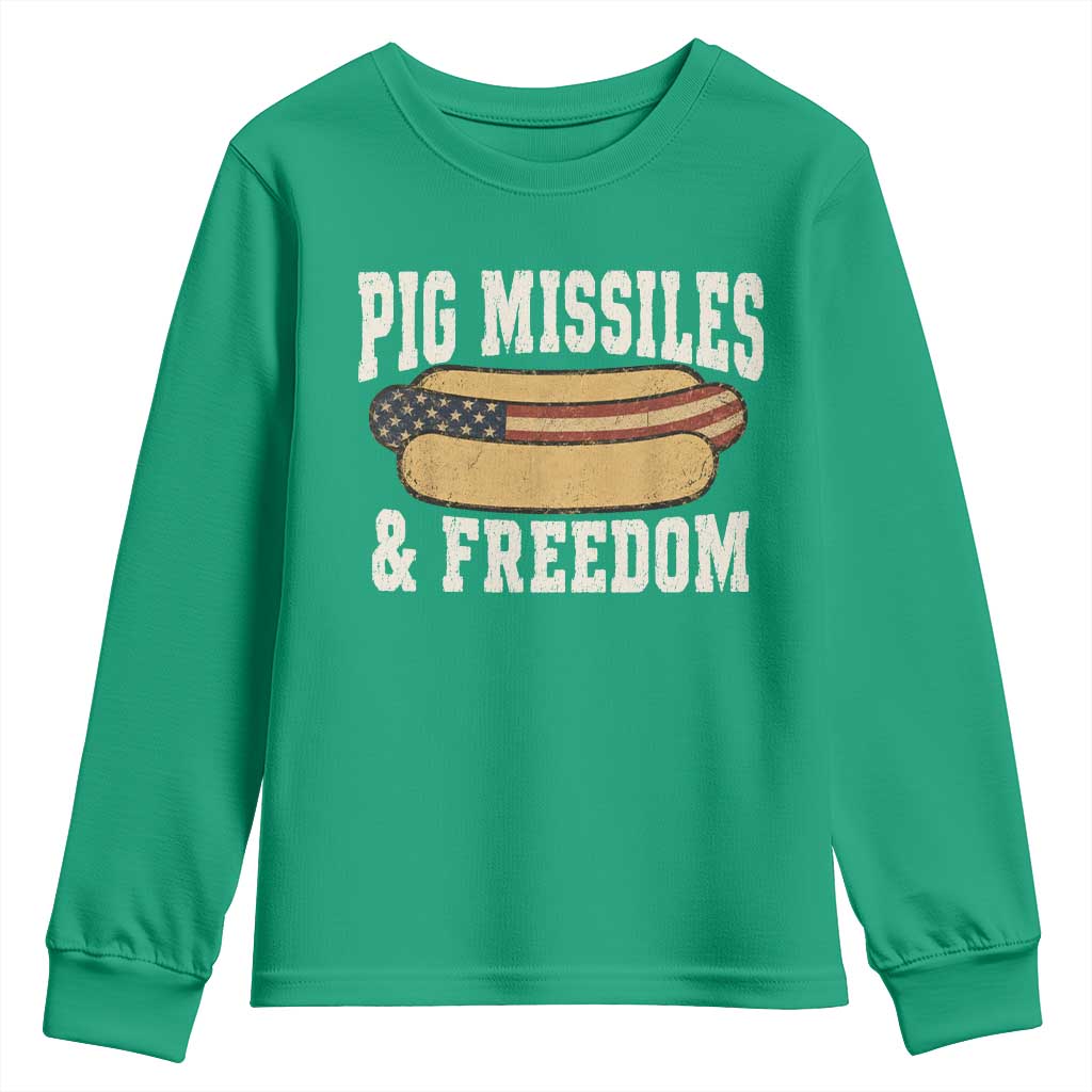 Pig Missiles And Freedom 4th of July Patriotic Hotdog Youth Sweatshirt