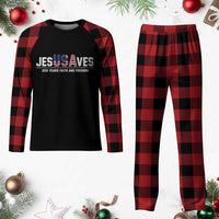 Jesus Saves USA 250th Anniversary Plaid Pajama Set 250 Years of Fath And Freedom 4th of July