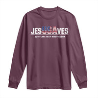 Jesus Saves USA 250th Anniversary Long Sleeve Shirt 250 Years of Fath And Freedom 4th of July