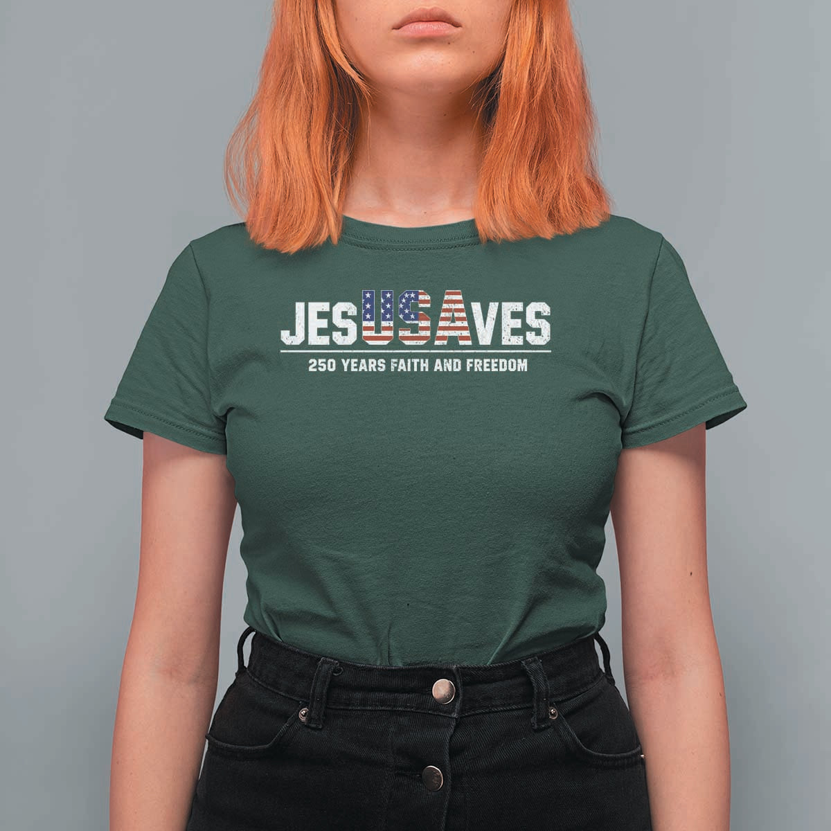 Jesus Saves USA 250th Anniversary T Shirt For Women 250 Years of Fath And Freedom 4th of July