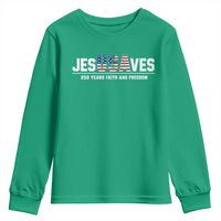 Jesus Saves USA 250th Anniversary Youth Sweatshirt 250 Years of Fath And Freedom 4th of July