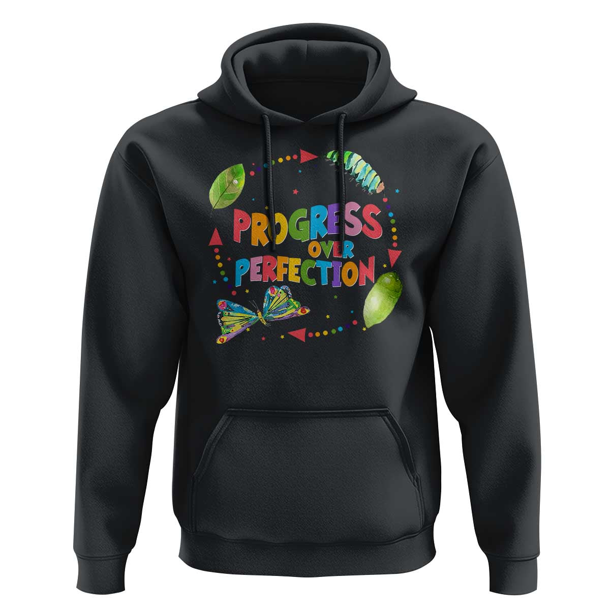 Progress Over Perfection Hoodie Caterpillar Back To School - Wonder Print Shop
