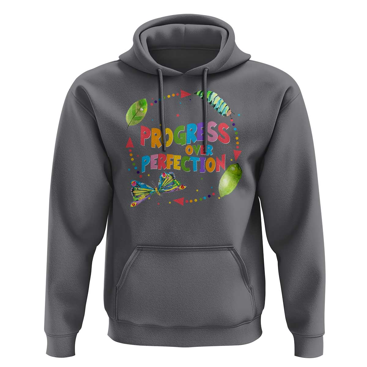 Progress Over Perfection Hoodie Caterpillar Back To School - Wonder Print Shop