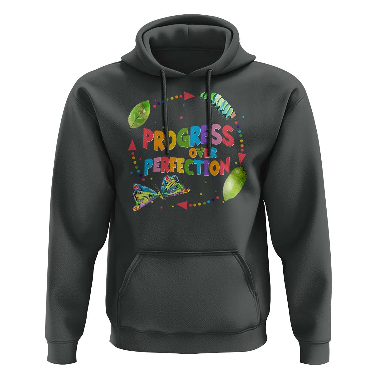 Progress Over Perfection Hoodie Caterpillar Back To School - Wonder Print Shop