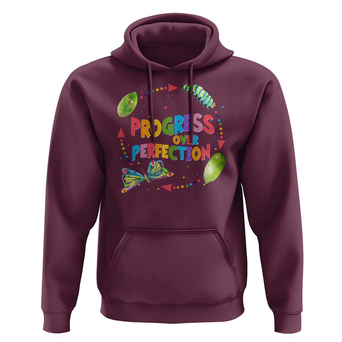 Progress Over Perfection Hoodie Caterpillar Back To School - Wonder Print Shop
