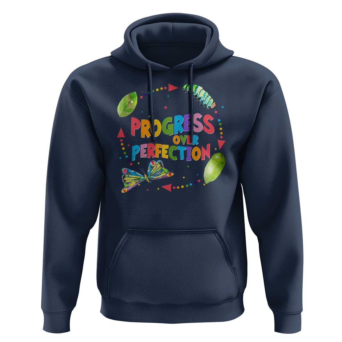 Progress Over Perfection Hoodie Caterpillar Back To School - Wonder Print Shop
