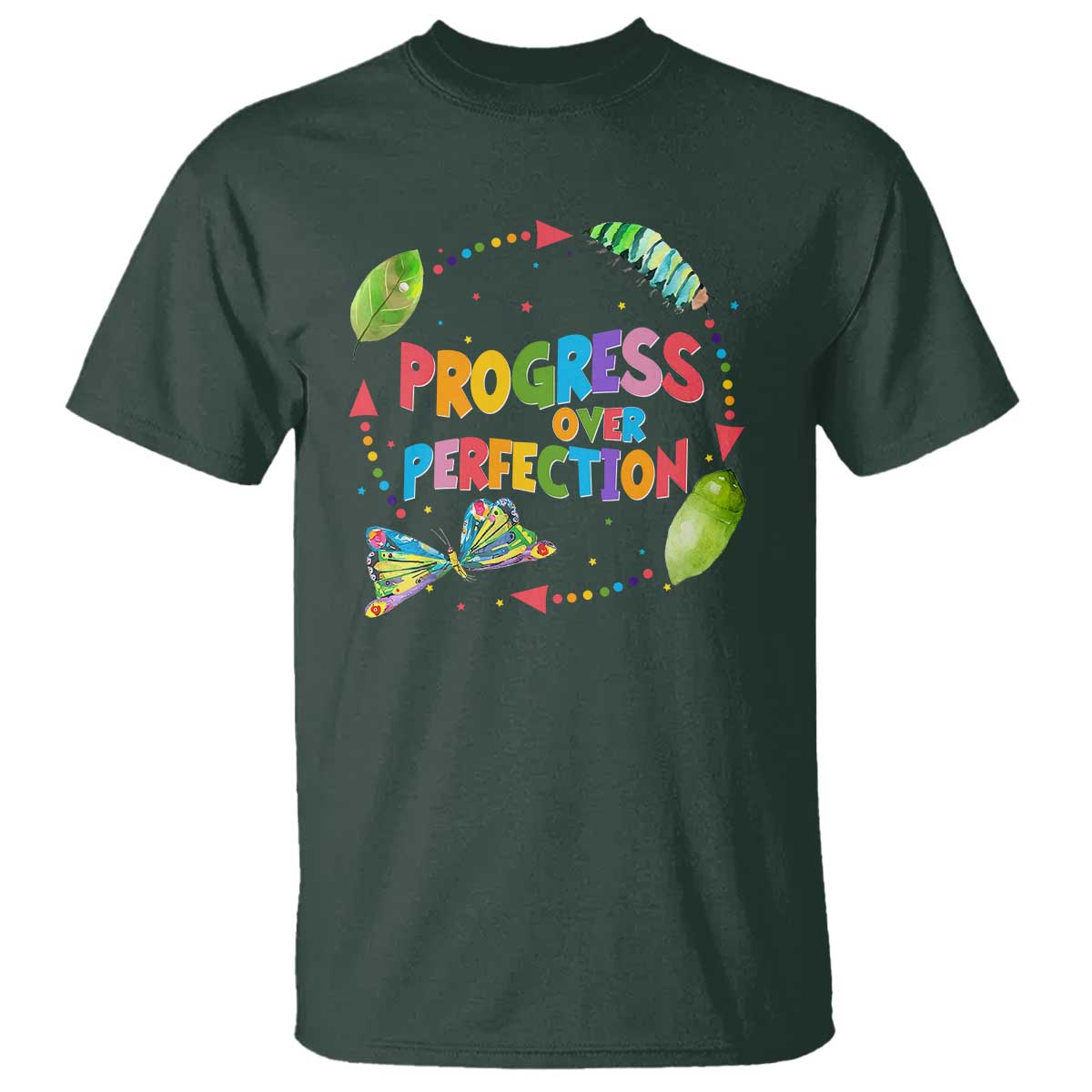 Progress Over Perfection T Shirt Caterpillar Back To School - Wonder Print Shop