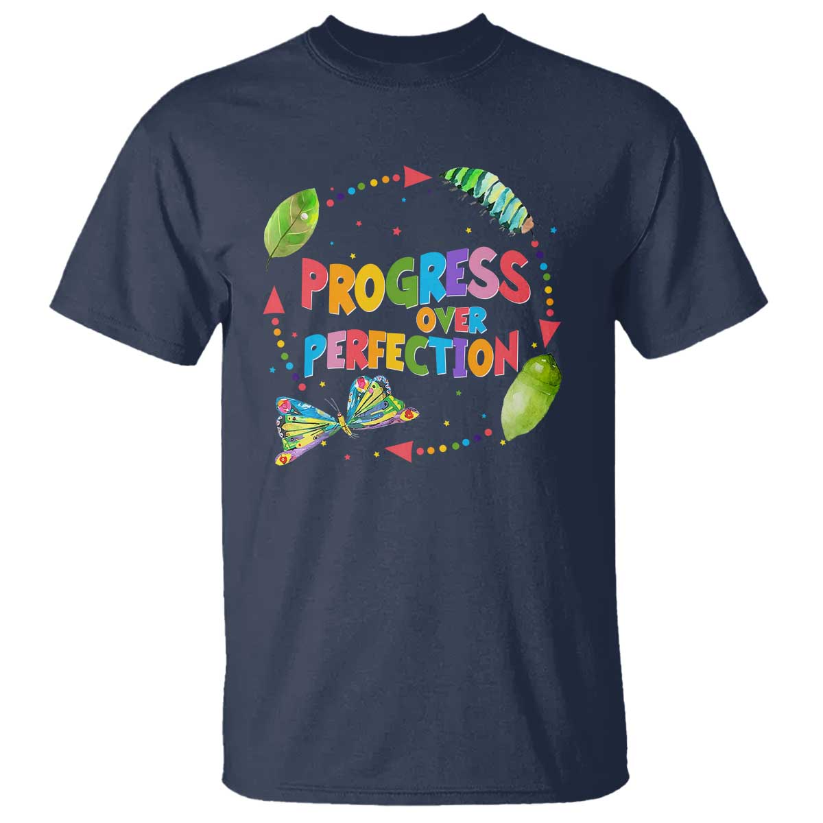 Progress Over Perfection T Shirt Caterpillar Back To School - Wonder Print Shop