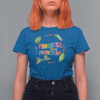 Progress Over Perfection T Shirt For Women Caterpillar Back To School - Wonder Print Shop