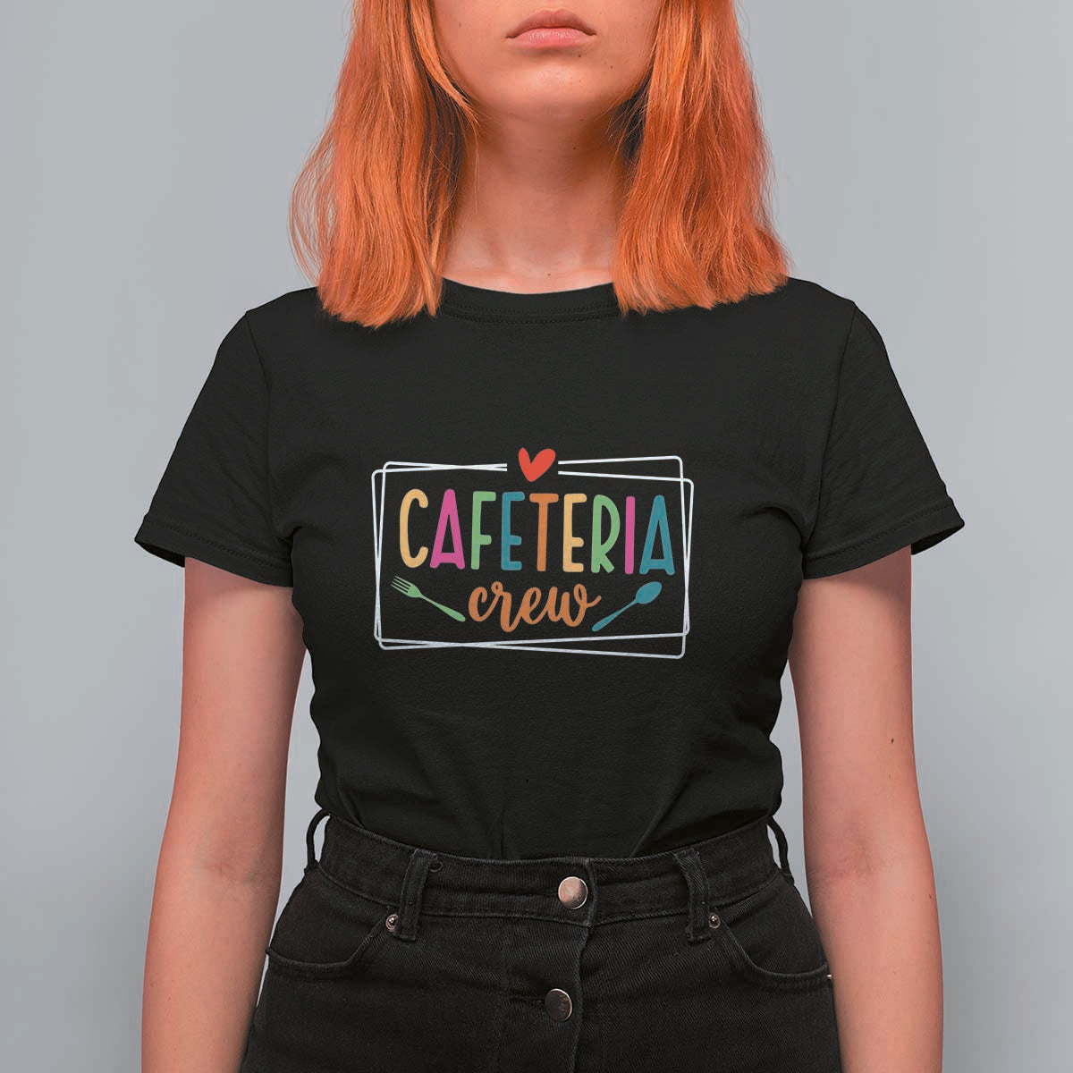 Cafeteria Crew T Shirt For Women Lunch Lady Squad Spoon Fork - Wonder Print Shop