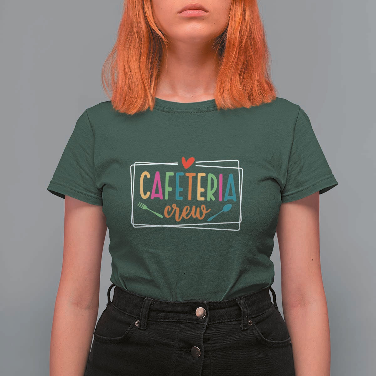 Cafeteria Crew T Shirt For Women Lunch Lady Squad Spoon Fork - Wonder Print Shop