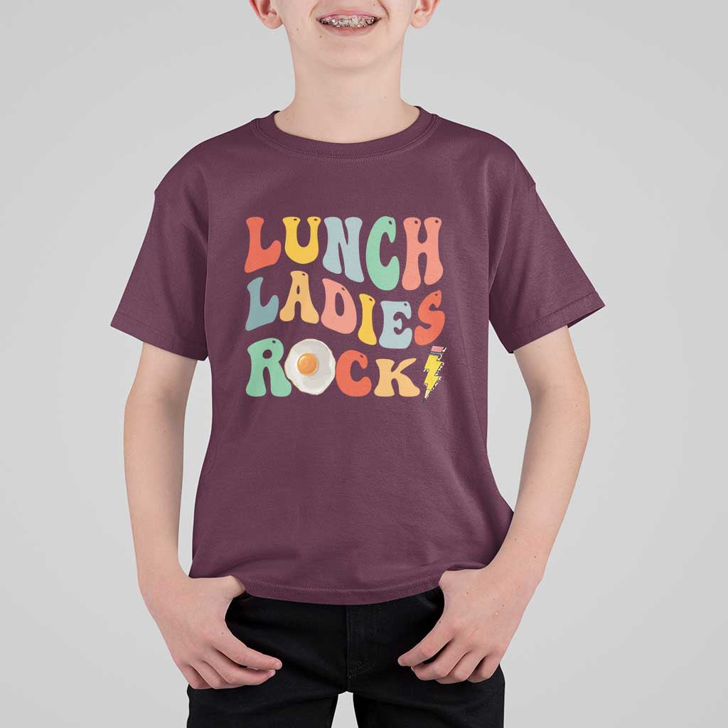 Lunch Ladies Rock T Shirt For Kid Retro Groovy Cafeteria Crew Egg Pencil - Wonder Print Shop