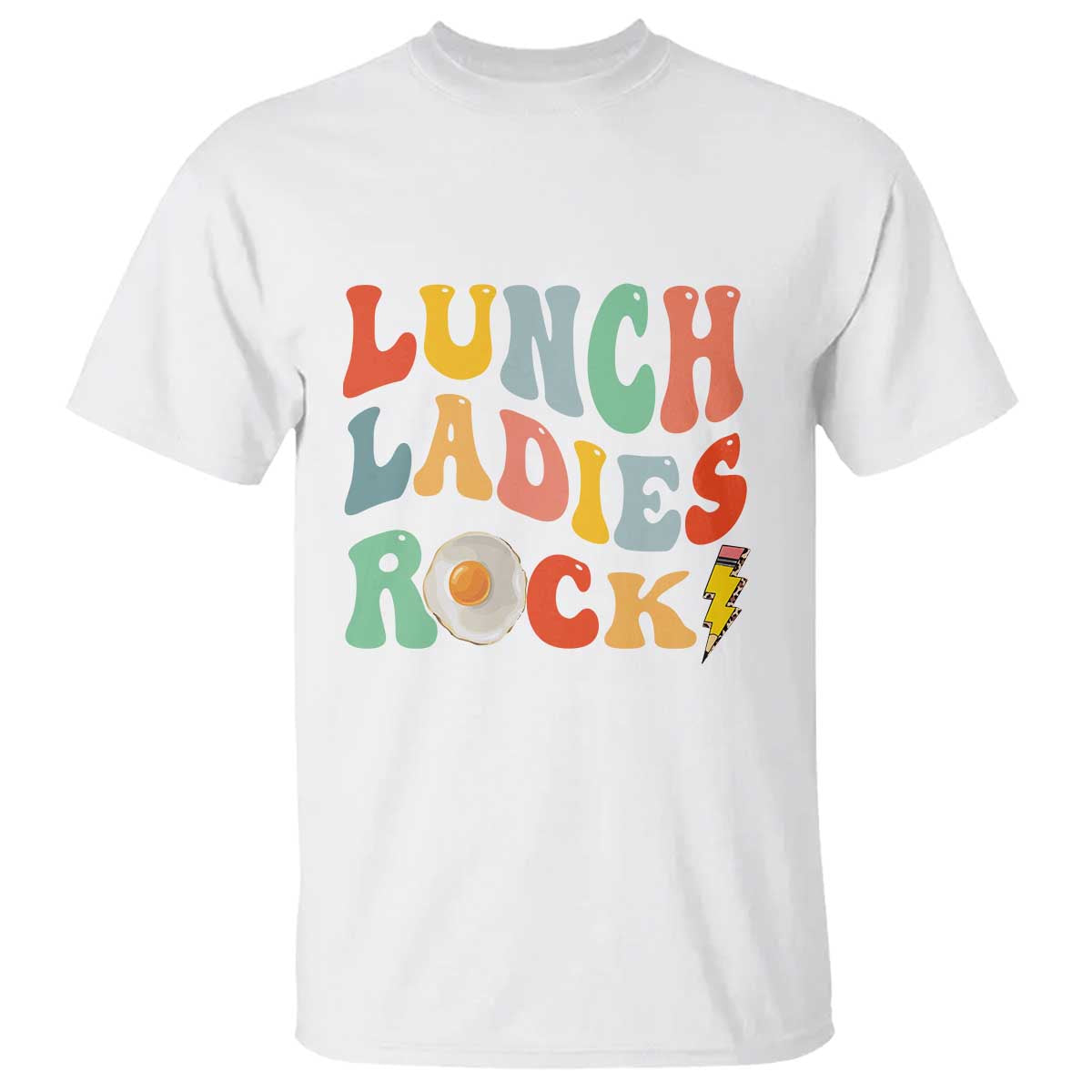 Lunch Ladies Rock T Shirt Retro Groovy Cafeteria Crew Egg Pencil - Wonder Print Shop