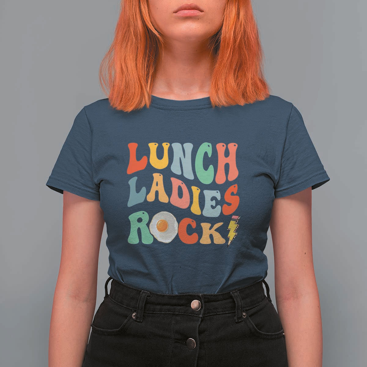 Lunch Ladies Rock T Shirt For Women Retro Groovy Cafeteria Crew Egg Pencil - Wonder Print Shop