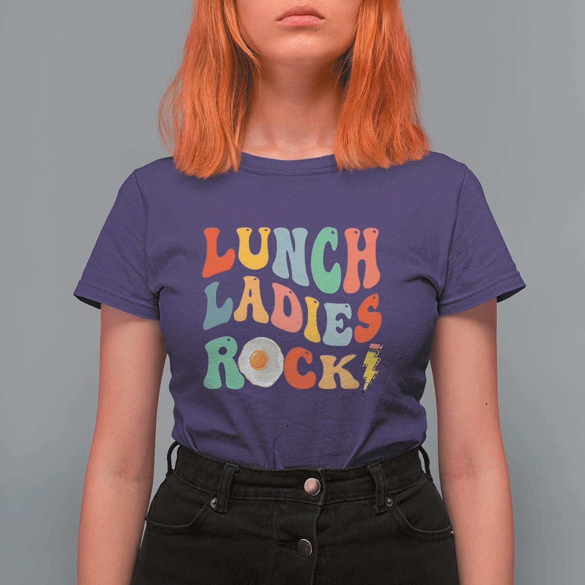Lunch Ladies Rock T Shirt For Women Retro Groovy Cafeteria Crew Egg Pencil - Wonder Print Shop