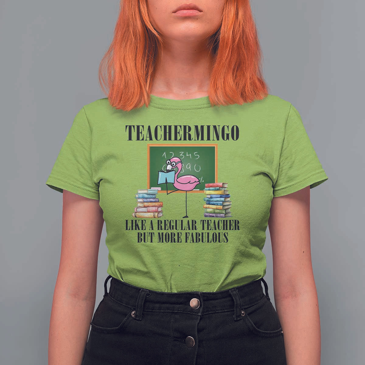 Flamingo Teacher T Shirt For Women Teachermingo Like A Normal Teacher But More Fabulous - Wonder Print Shop