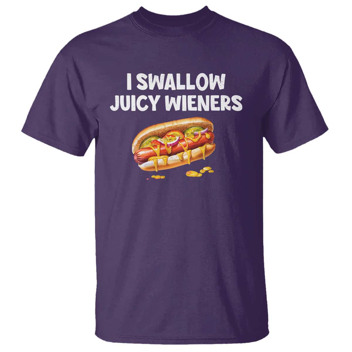 Funny Hotdog T Shirt I Swallow Juicy Wieners Joke Sarcastic - Wonder Print Shop