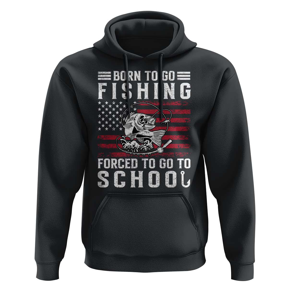 Born To Go Fishing Forced To Go To School Hoodie Bass Fly Fishing - Wonder Print Shop