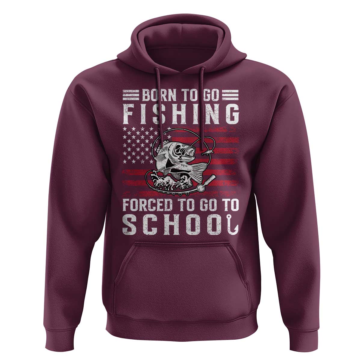 Born To Go Fishing Forced To Go To School Hoodie Bass Fly Fishing - Wonder Print Shop