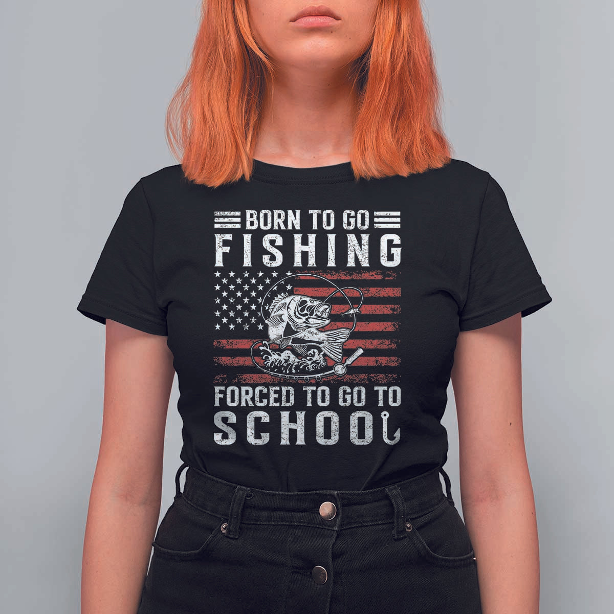 Born To Go Fishing Forced To Go To School T Shirt For Women Bass Fly Fishing - Wonder Print Shop
