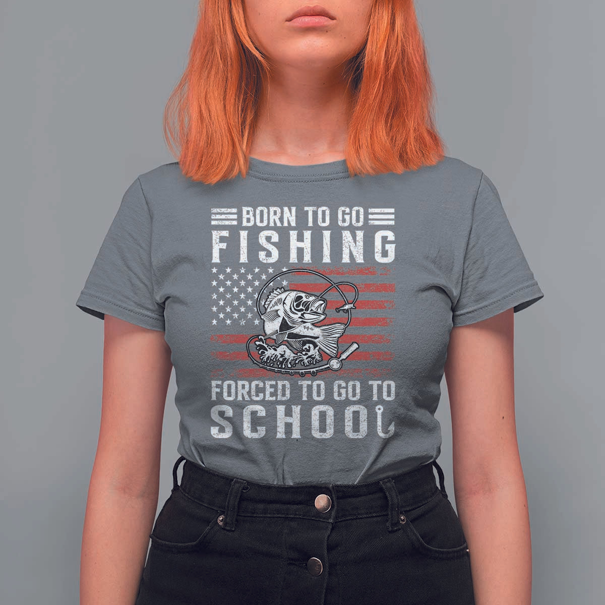 Born To Go Fishing Forced To Go To School T Shirt For Women Bass Fly Fishing - Wonder Print Shop