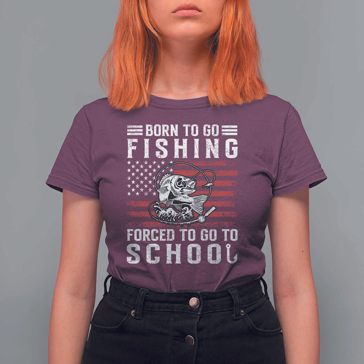 Born To Go Fishing Forced To Go To School T Shirt For Women Bass Fly Fishing - Wonder Print Shop