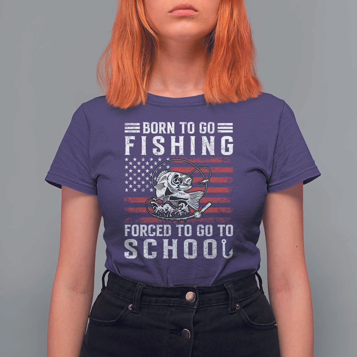 Born To Go Fishing Forced To Go To School T Shirt For Women Bass Fly Fishing - Wonder Print Shop
