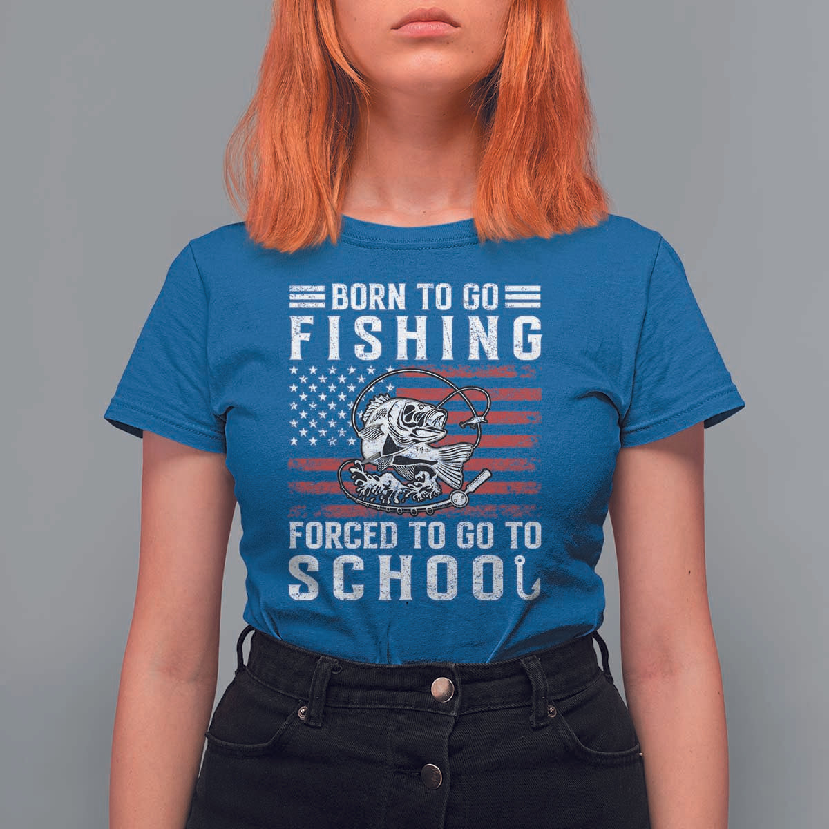 Born To Go Fishing Forced To Go To School T Shirt For Women Bass Fly Fishing - Wonder Print Shop