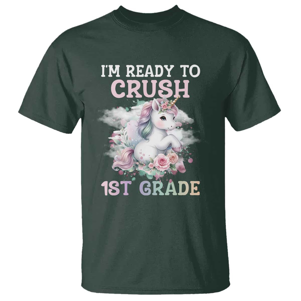 Back To School T Shirt I'm Ready To Crush First Grade Unicorn - Wonder Print Shop