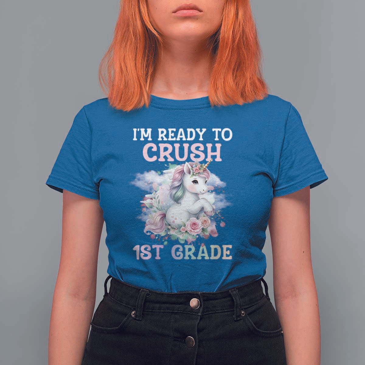 Back To School T Shirt For Women I'm Ready To Crush First Grade Unicorn - Wonder Print Shop