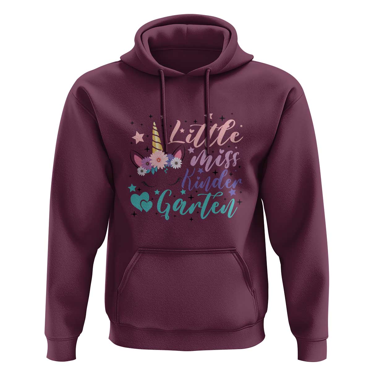 Back To School Hoodie Little Miss Kindergarten Unicorn - Wonder Print Shop