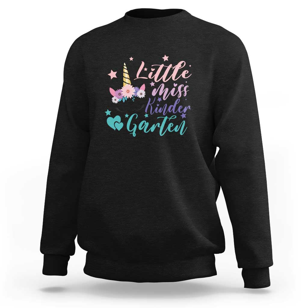 Back To School Sweatshirt Little Miss Kindergarten Unicorn - Wonder Print Shop