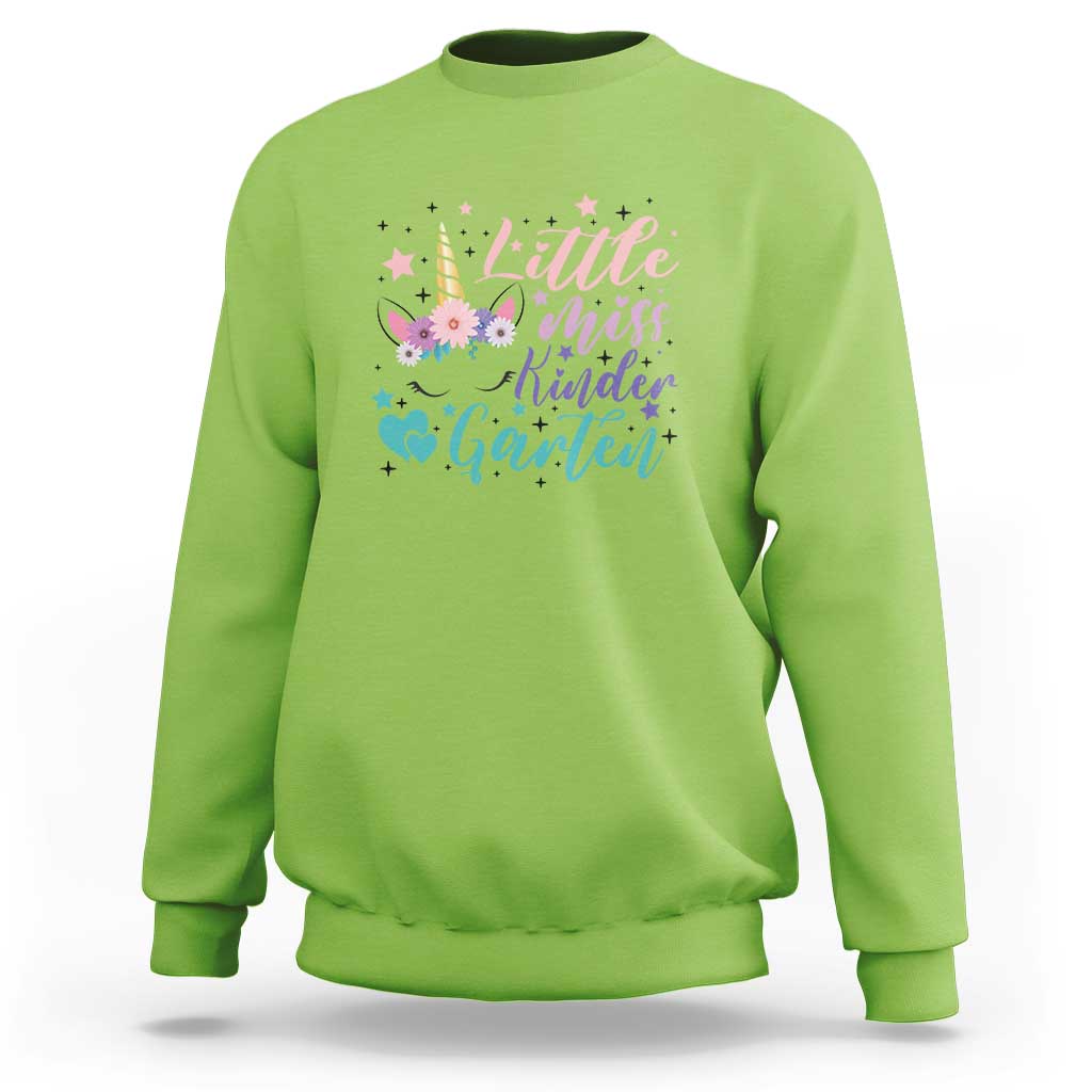Back To School Sweatshirt Little Miss Kindergarten Unicorn - Wonder Print Shop