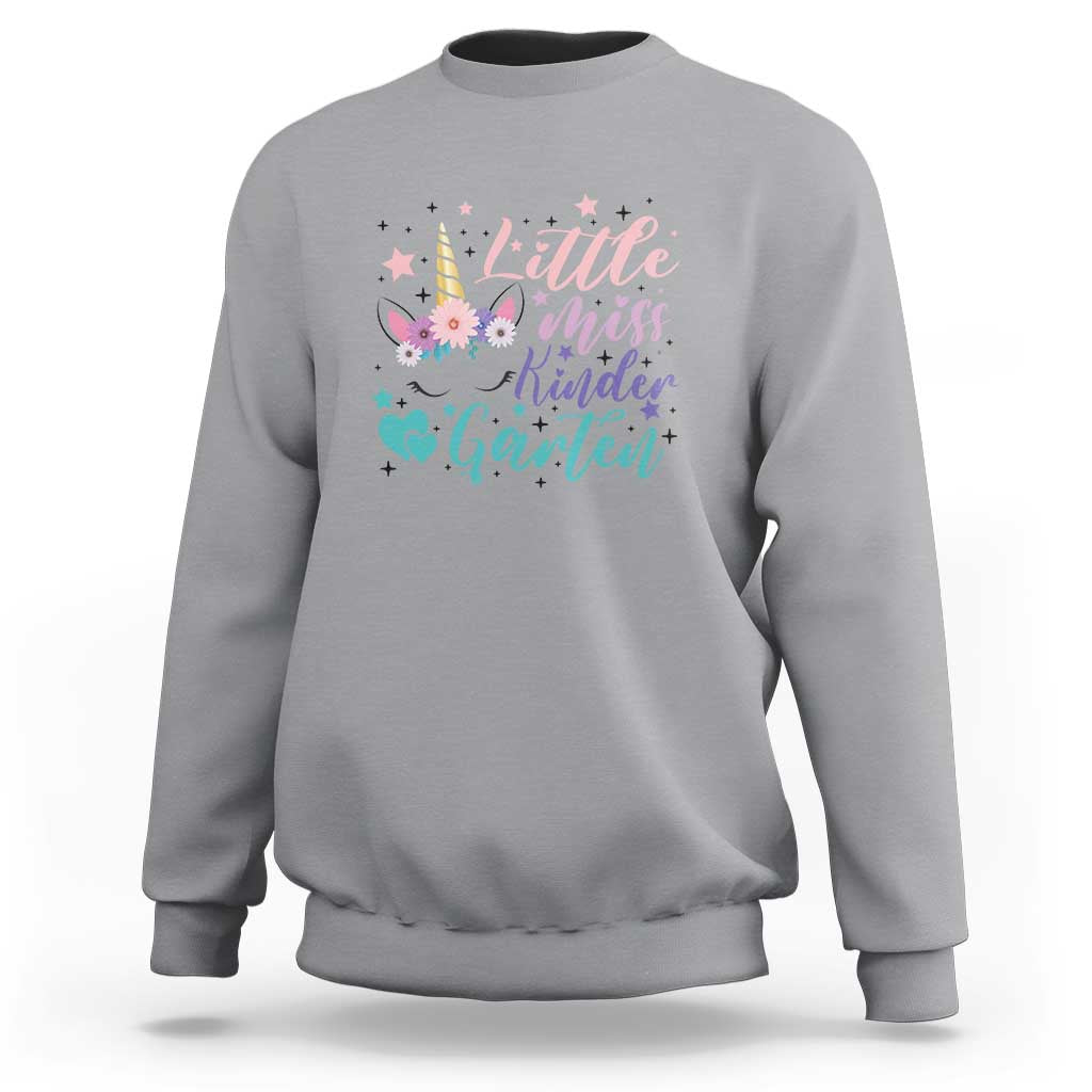Back To School Sweatshirt Little Miss Kindergarten Unicorn - Wonder Print Shop