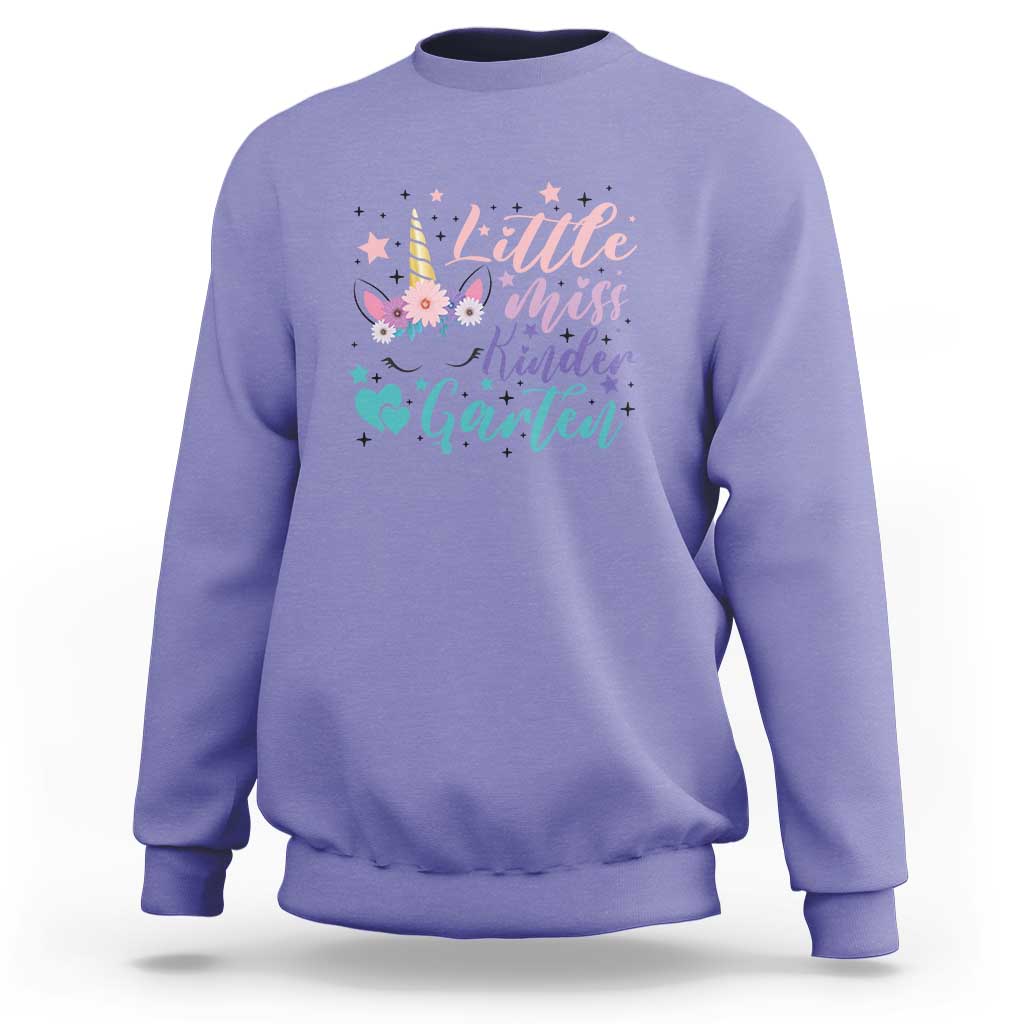 Back To School Sweatshirt Little Miss Kindergarten Unicorn - Wonder Print Shop